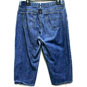 L‎ L Bean Women Jeans Size 12 33x22 Petite Denim Capris Cropped Blue Camping